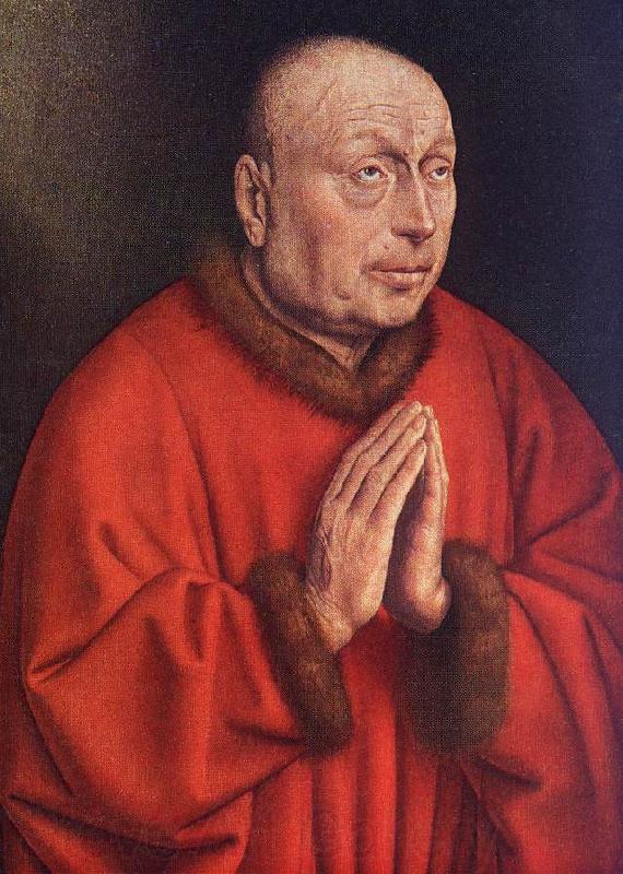 EYCK, Jan van The Ghent Altarpiece: The Donor (detail) Norge oil painting art
